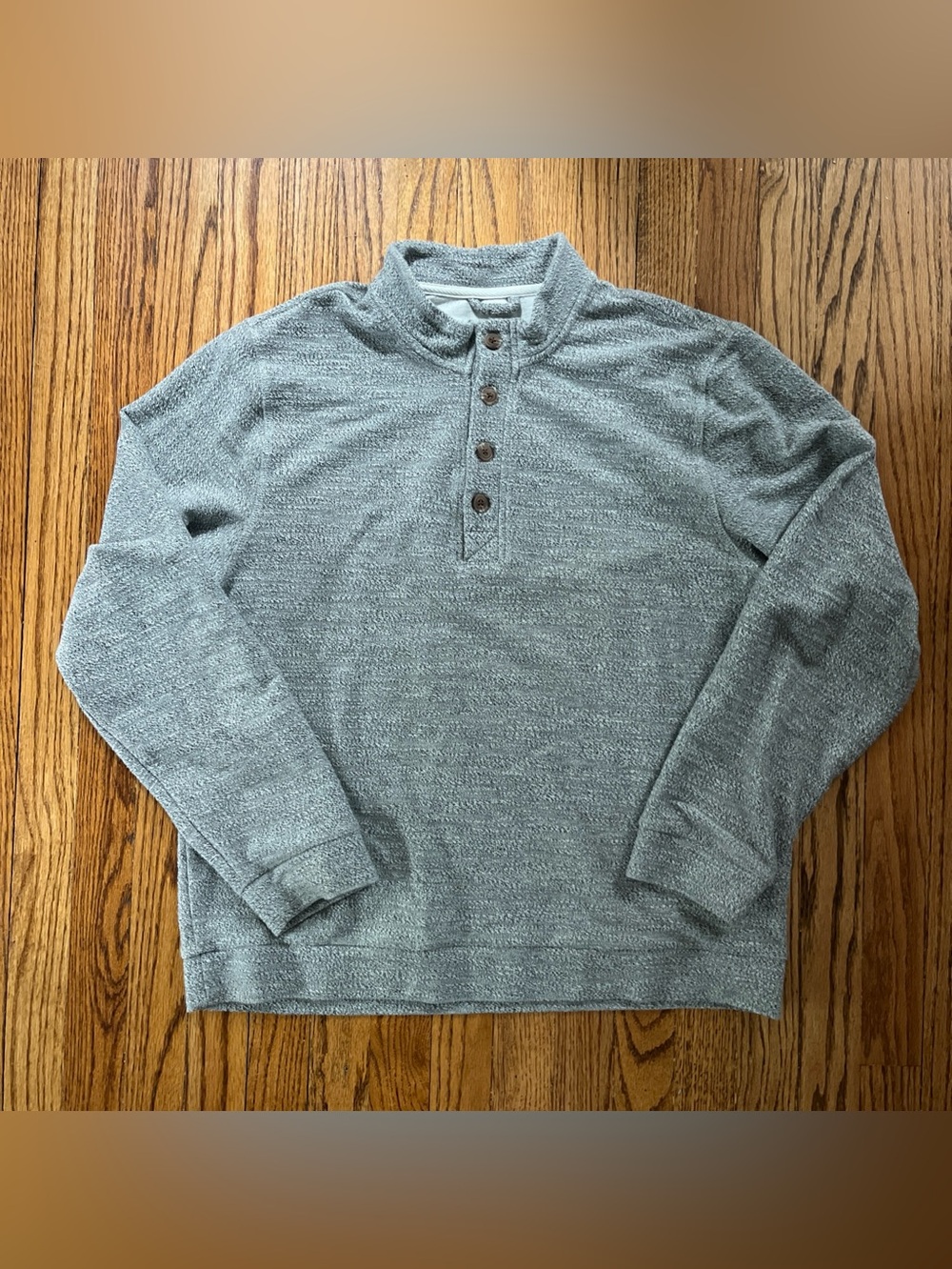 Marine Layer Clayton Pullover Men Large Textured Henley 1/4 Button Organic Heavy